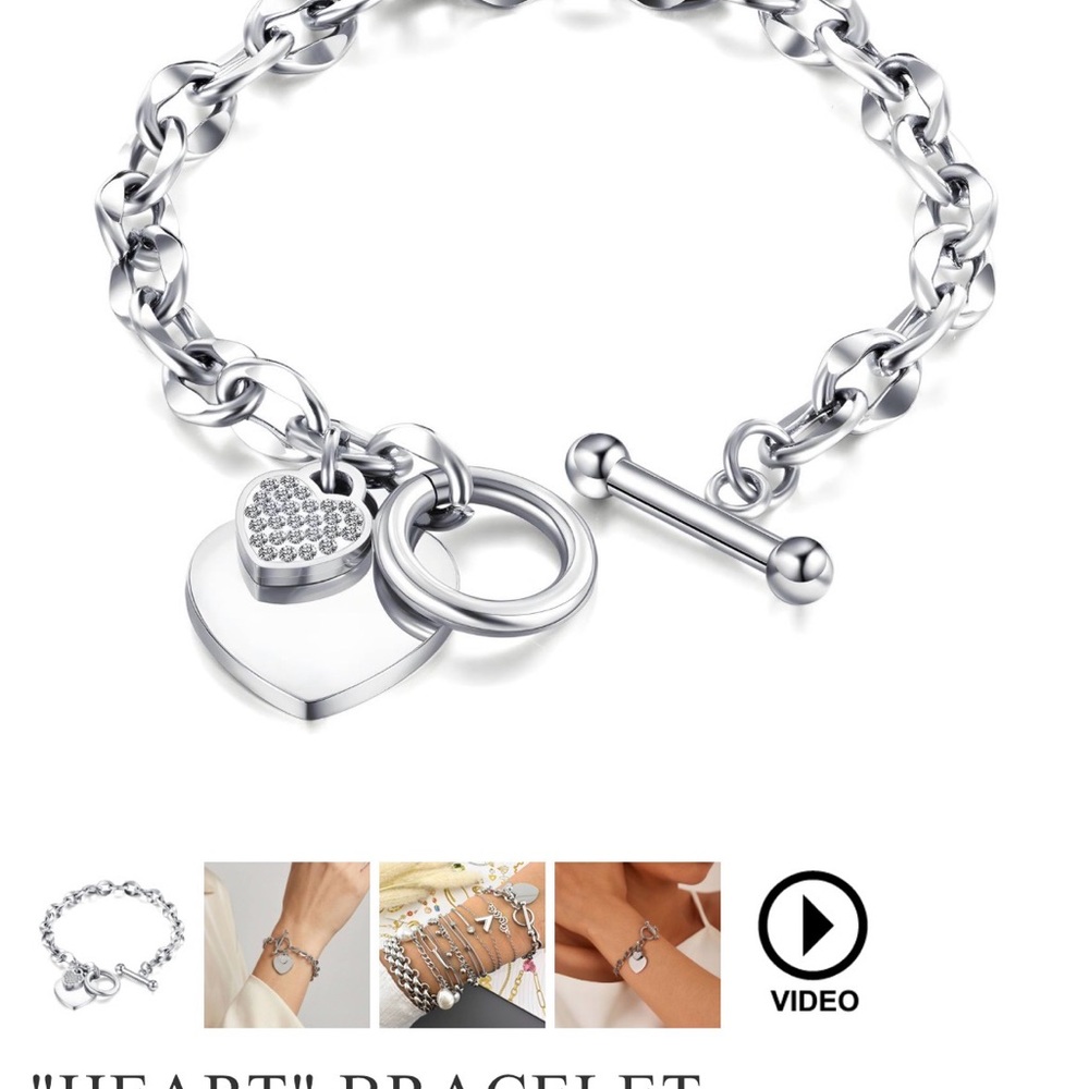 Elegant Silver Heart Charm Bracelet